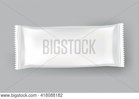 Packaging Mockup Or Pouch Template. Realistic Glossy Blank Of Doy Pack, Chip Snacks, Candy Pack Or C