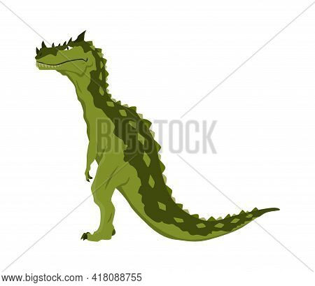 Allosaurus Dinosaur Flat Icon. Colored Isolated Prehistoric Reptile Monster On White Background. Vec