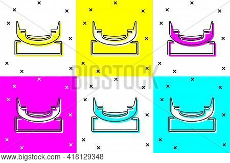 Set Boat Swing Icon Isolated On Color Background. Childrens Entertainment Playground. Attraction Rid