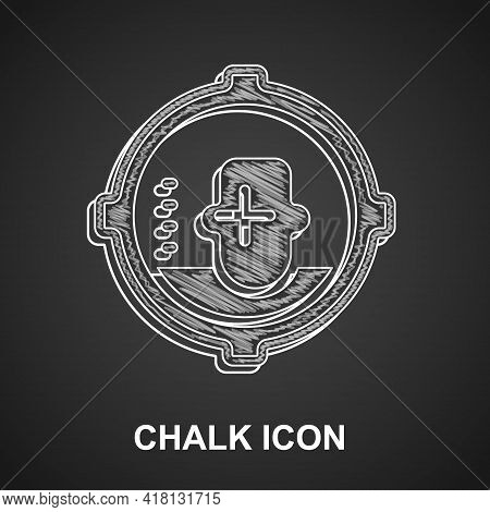 Chalk Headshot Icon Isolated On Black Background. Sniper And Marksman Is Shooting On The Head Of Man