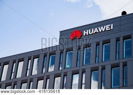 Warsaw/poland - May 11, 2019: View On The Huawei Office At Domaniewska Street