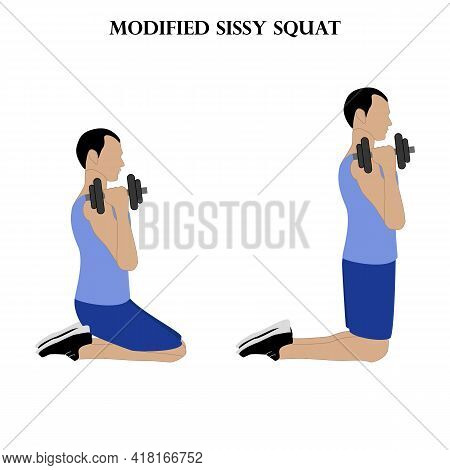 Modified Sissy Squat Exercise Strength Workout Illustration On The White Background. Vector Illustra