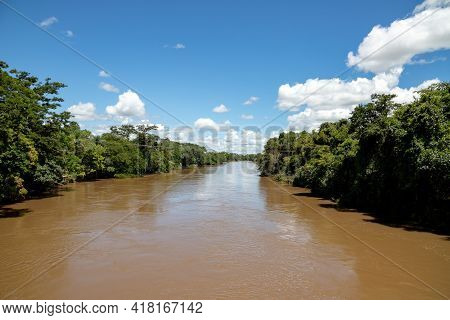 Rio Apore In The Brazilian Tourist City Lagoa Santa In The Interior Of Goias