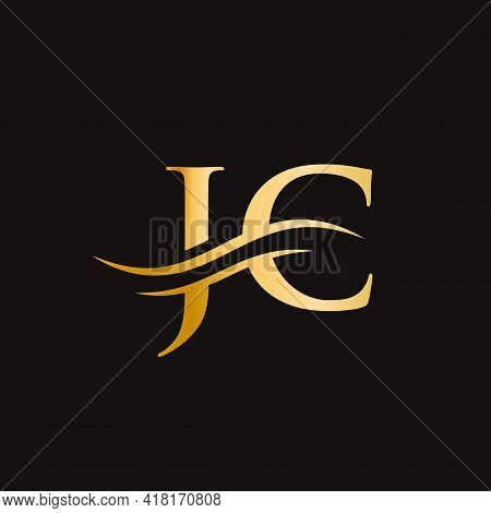 Swoosh Letter Jc Logo Design For Business And Company Identity. Water Wave Jc Logo With Modern Trend
