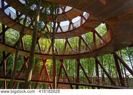 Ronnede. Denmark. July 27th. 2019 Camp Adventure Tower. Observation Tower In The Forest. View From B