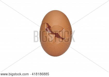 Broken Egg On White Background With Cipping Path.