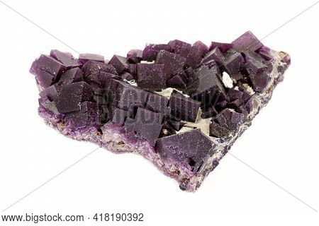 Macro Stone Mineral Fluorite On A White Background