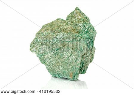 Macro Stone Mineral Actinolite On A White Background