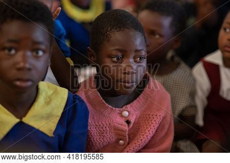 Afro-descendent Children Are Attending A Rural School In Malawi.