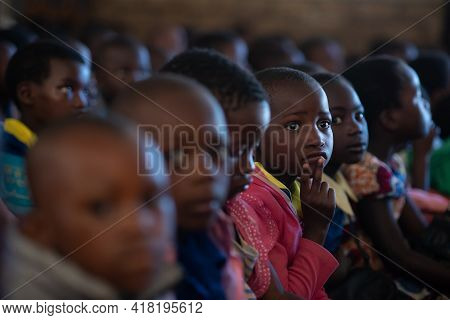 Afro-descendent Children Are Attending A Rural School In Malawi.
