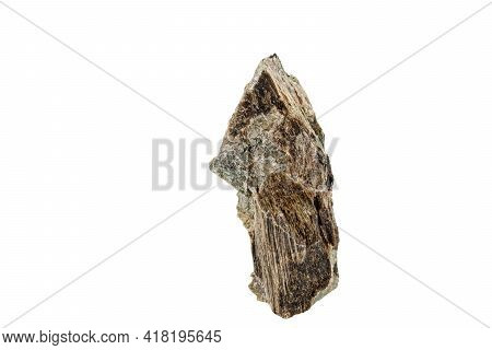 Macro Stone Mineral Actinolite On A White Background