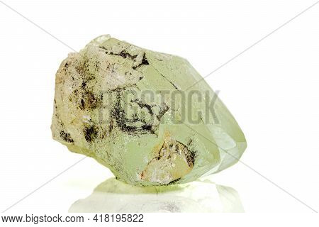 Macro Stone Mineral Datolite On A White Background