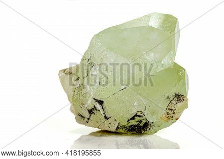 Macro Stone Mineral Datolite On A White Background