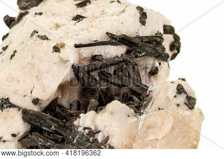 Macro Stone Astrophyllite Mineral On White Background