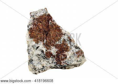 Macro Stone Astrophyllite Mineral On White Background