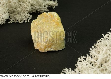 Opal From Madagascar. Natural Mineral Stone On Black Background. Mineralogy, Geology, Magic Of Stone