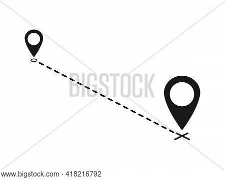 Vector Icon, Symbol Moved Announcement Design Image Isolated On White Background, Straight Dashed Li