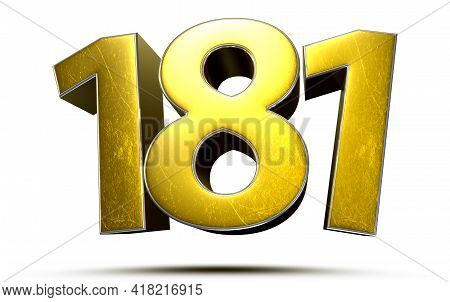 181 Gold 3d Illustration On White Background With Clipping Path.
