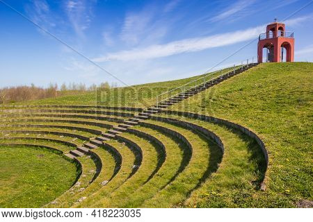 Amphitheater And Red Tower In Nature Area Reiderwolde, Netherlands