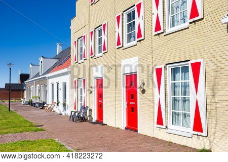 Street With Colorful Houses In Blauwestad, Netherlands