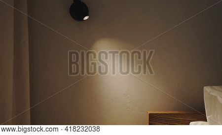 Modern Wall Lamp For Decorate Interior Lantern, Copy Space, Black Light On The Wall, Perspective, Ye