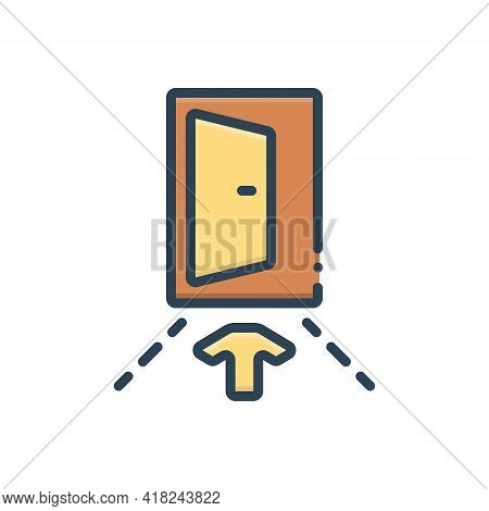 Color Illustration Icon For Input Penetration Entry Admission Ingress