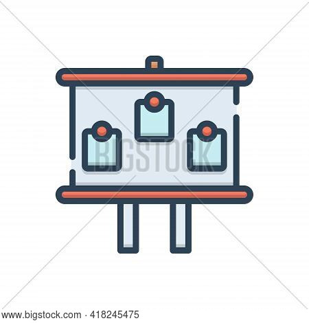 Color Illustration Icon For Board Facia  Black-board Sign