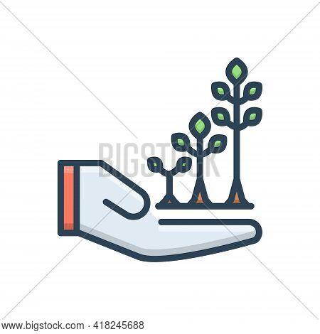 Color Illustration Icon For Grow Skyrocket Proceed Increase Rise Growth Flourish
