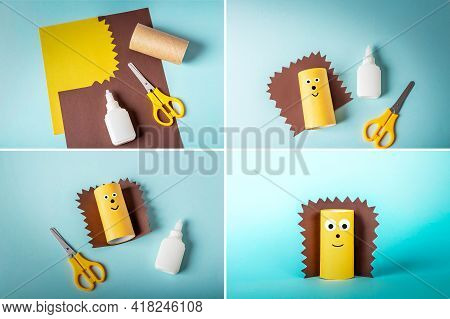 Collage Diy And Kids Creativity. Step By Step Instruction: Making Hedgehog From Toilet Roll Tube. Ch