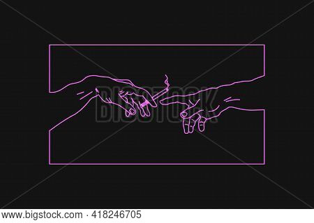 T-shirt Design With Pass The Cigarette From Hand To Hand. Typography Graphics Print For Tee Shirt Wi