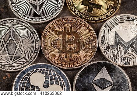 Bitcoin Cryptocurrency With Altcoins And Shitcoins. Investment And Store Of Value Concept.