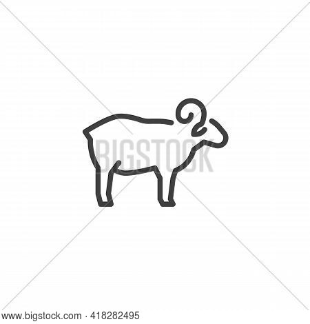 Sheep, Lamb Line Icon. Linear Style Sign For Mobile Concept And Web Design. Lamb, Mutton Outline Vec