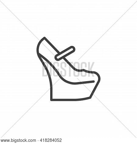 Heelless Shoes Line Icon. Linear Style Sign For Mobile Concept And Web Design. Women Shoes Outline V