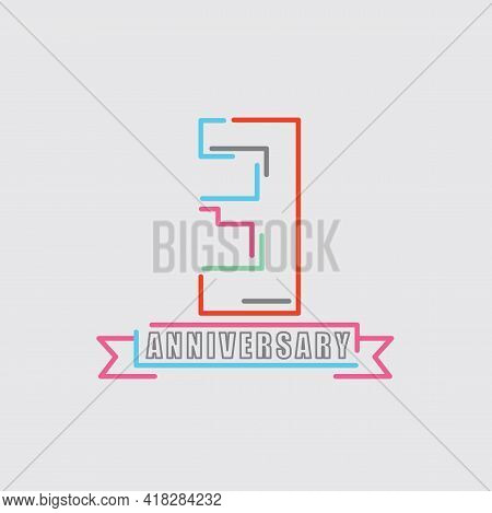 3th Years Anniversary Logo Birthday Celebration Abstract Design Vector Illustration. Eps 10
