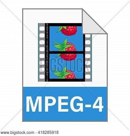 Modern Flat Design Of Mpeg-4 File Icon For Web
