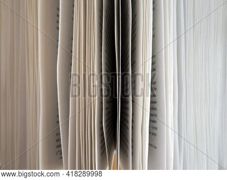 Open Book, Top View Close-up. Only The Pages Are Visible. The Concept Of Education, Scientific Work,
