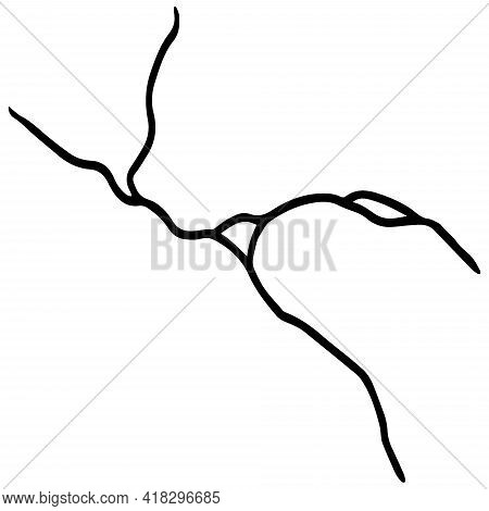 Kintsugi Crack. Earthquake And Ground Cracks, Hole Effect, Craquelure And Damaged Texture. Vector Il