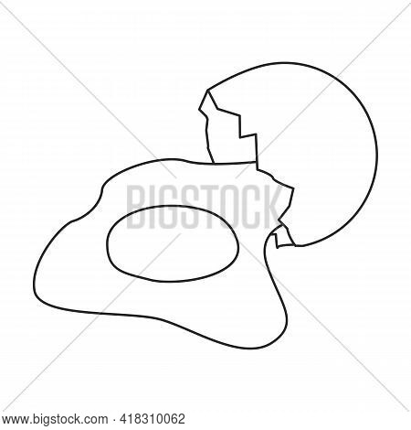 Egg Chicken Vector Outline Icon. Vector Illustration Farm Food On White Background. Isolated Outline