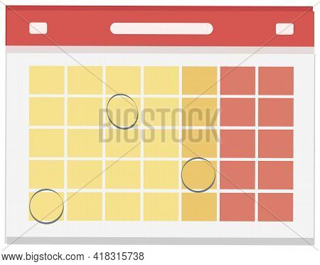 Calendar Day Graphic Template. Empty Space For Vector Illustration Flat Style. Date Day Of Month, We