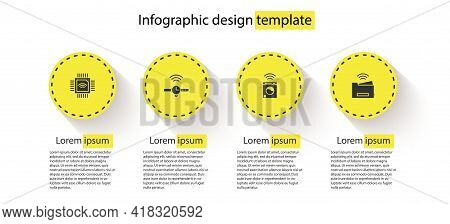 Set Processor With Microcircuits Cpu, Smartwatch, Washer And Printer. Business Infographic Template.