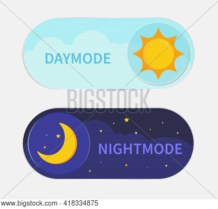 Day And Night Mode Switch Sun And Moon Button. Design For Website And Application. Vector Illustrati