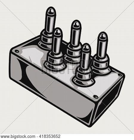 Lowrider Suspension Remote Control Template In Vintage Style Isolated Vector Illustration