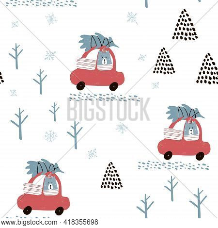 Winter Seamless Pattern. Holiday Creative Texture For Fabric, Wrapping Paper, Textile. Vector Illust