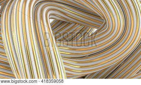 Abstract Background Of White And Gold Rope. 3d Render