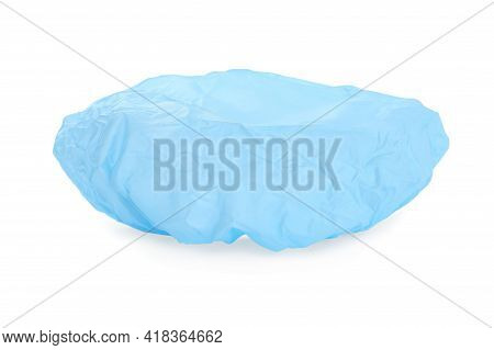 Light Blue Waterproof Shower Cap Isolated On White