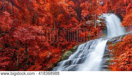 Banner Colourful Of Huay Sai Leung Waterfall Is A Beautiful Waterfalls In The Rain Forest Jungle Tha
