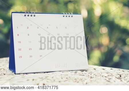 2021 Calendar Desk Place On Table. Desktop Calender For Planner To Plan Agenda, Timetable, Appointme