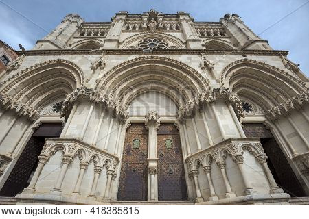 Detail Of The Facade Of The Cuenca Cathedral, Spain, A Gothic Building That Began To Be Built In 119