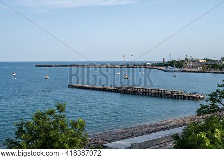 Embankment, Pier 46 And Yachts Club On The Black Sea Coast Of Yevpatoria