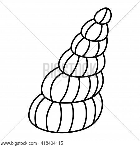 Seashell Doodle Hand-drawn Stock Vector Illustration. Marine Shell Creature Coloring Page For Kids P